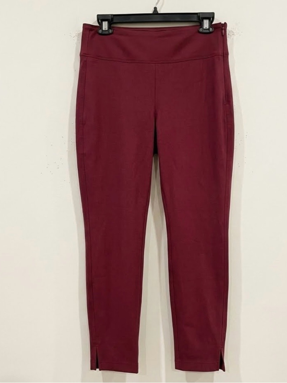 Athleta Wander Slim Ankle Pant Antique Burgundy Maroon Side Zip Pants Size 10